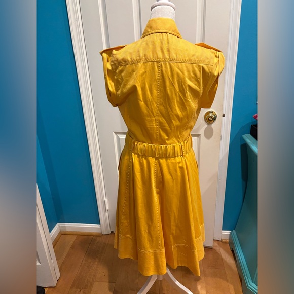 Karen Millen belted safari dress midi yellow sz 6 8 - Picture 4 of 7